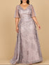 Lara 28880- Overskirt Lace Fitted V-Neck Gown with Cape Sleeves by Lara New York