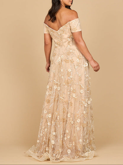 Off Shoulder A-Line Floral Gown | 28882 by Lara New York