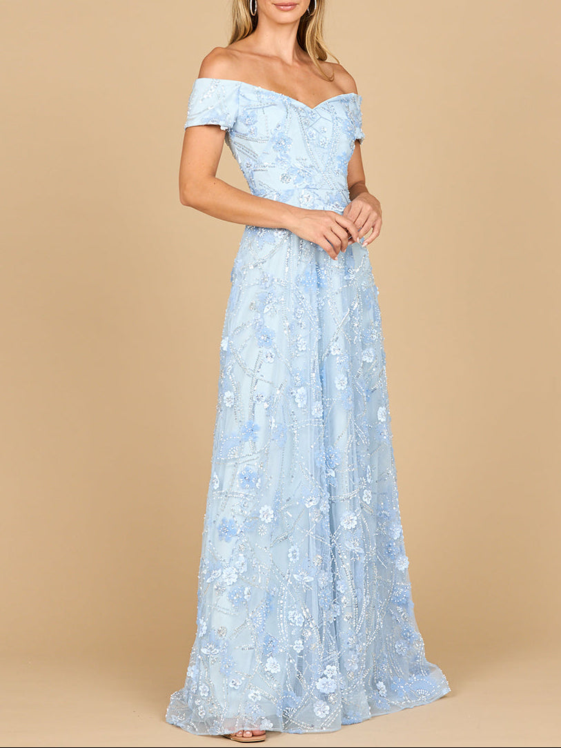 Off Shoulder A-Line Floral Gown | 28882 by Lara New York