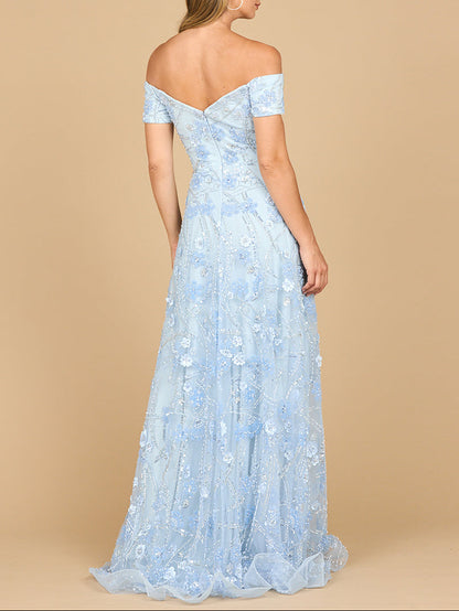 Off Shoulder A-Line Floral Gown | 28882 by Lara New York