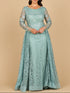 Long Sleeve Gown with Overskirt & Illusion Neckline by Lara New York