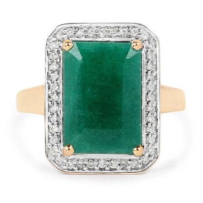 5.71 Carat Dyed Emerald and White Diamond 14K Yellow Gold Ring by Bids.com