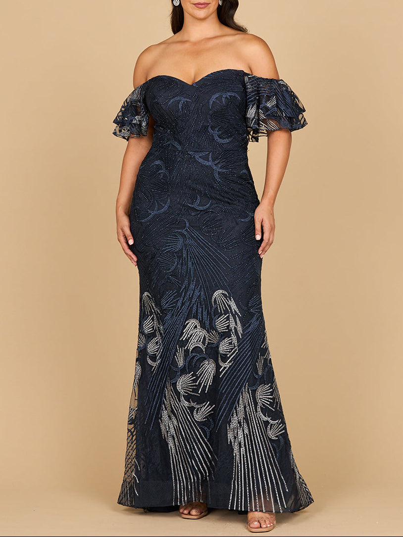 Off Shoulder Mermaid Lace Gown | Lara 28884 by Lara New York