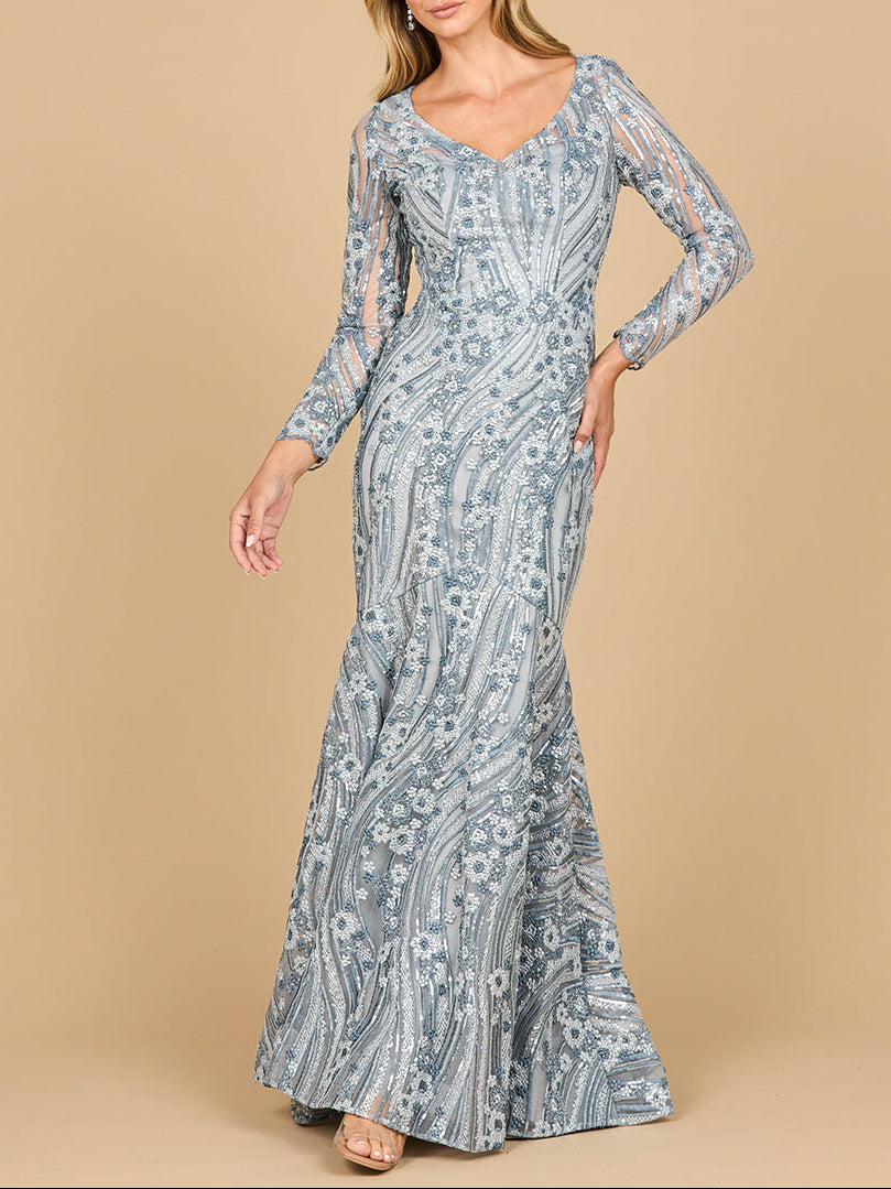 Mermaid, Long Sleeve Gown | 28885 by Lara New York