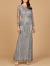 High Neck, Long Sleeve Beaded Gown | 28889 by Lara New York
