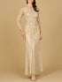 Illusion Neck, Long Sleeve Beaded Gown by Lara New York