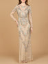 Long Sleeve Beaded Gown by Lara New York
