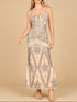 Contrast Beaded V-Neck Fitted Gown by Lara New York