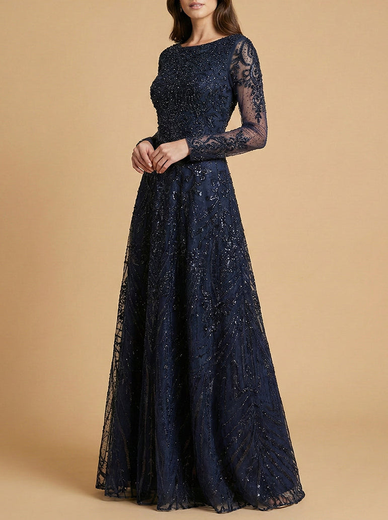 Long Sleeve High Neck Gown | 28904 by Lara New York