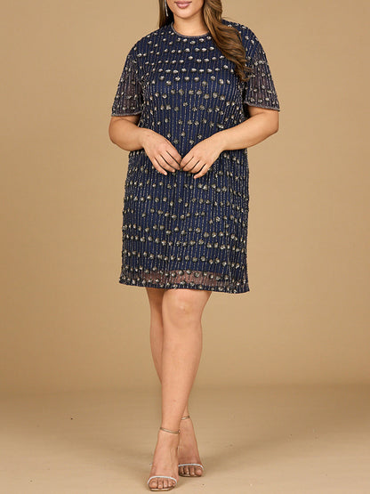 Fancy Beaded T-Shirt Dress by Lara New York