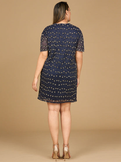 Fancy Beaded T-Shirt Dress by Lara New York