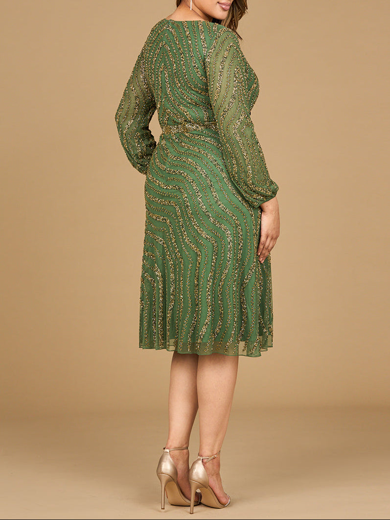 Beaded Midi Dress with Long Sleeves by Lara New York