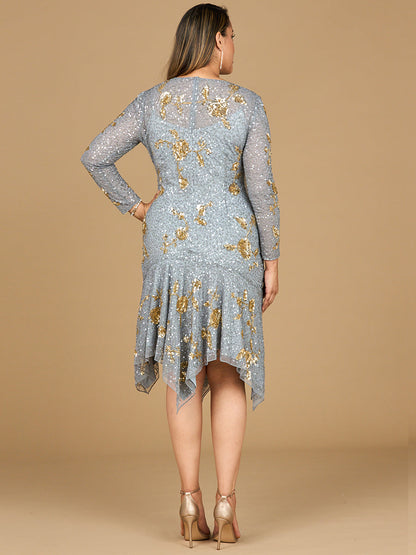 Beaded Midi Dress with Asymmetrical Hem by Lara New York