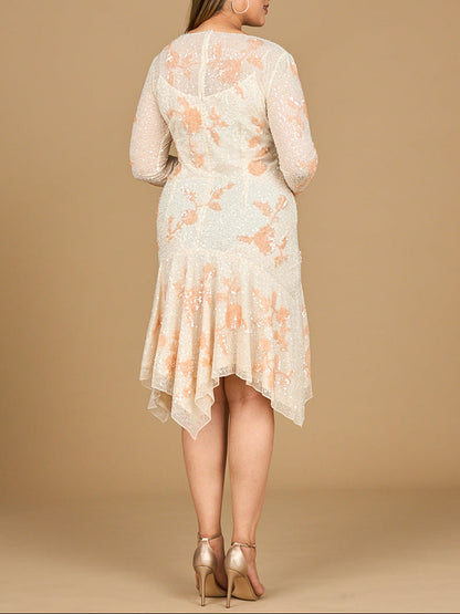 Beaded Midi Dress with Asymmetrical Hem by Lara New York