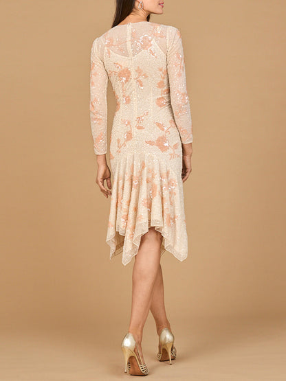 Beaded Midi Dress with Asymmetrical Hem by Lara New York