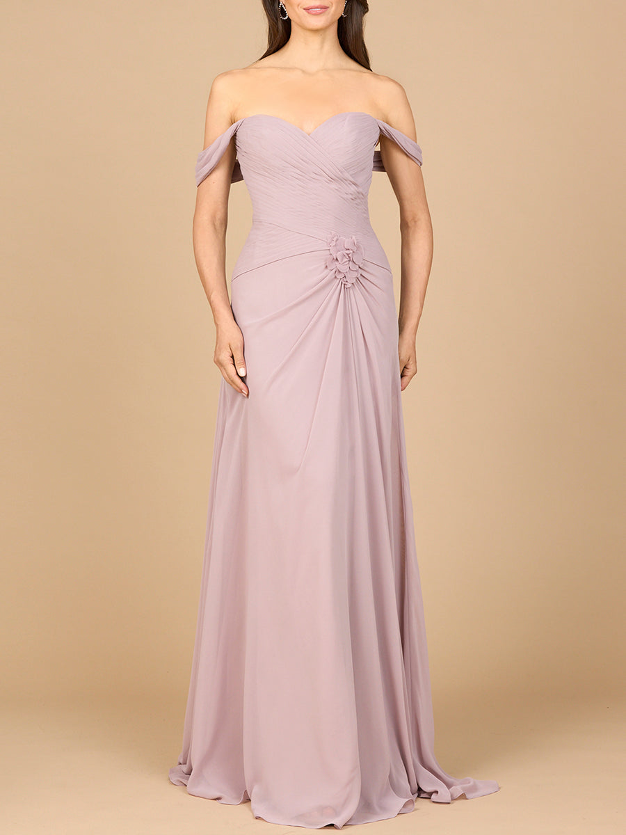 Off Shoulder Chiffon Dress by Lara New York