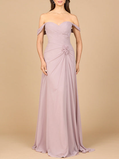 Off Shoulder Chiffon Dress by Lara New York