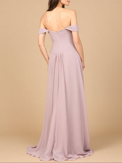 Off Shoulder Chiffon Dress by Lara New York