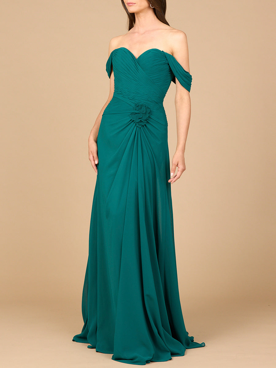 Off Shoulder Chiffon Dress by Lara New York
