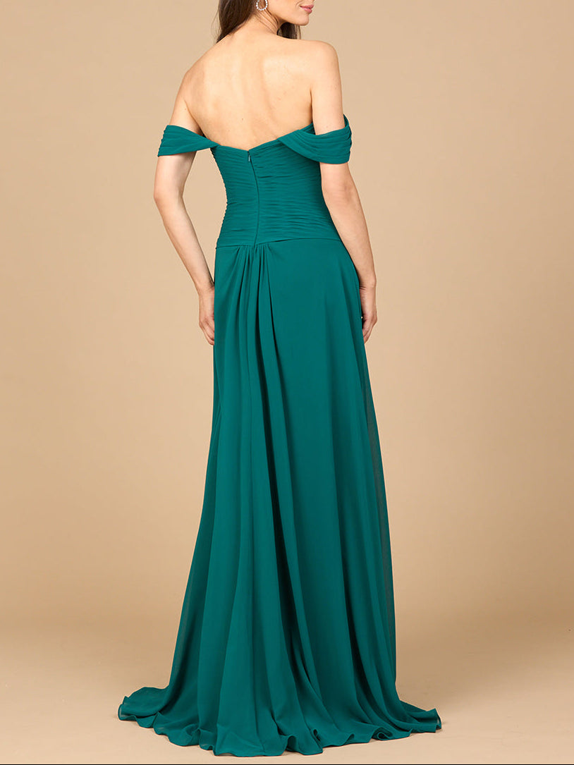 Off Shoulder Chiffon Dress by Lara New York