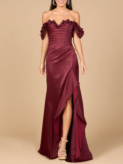 Off Shoulder Crepe Gown by Lara New York