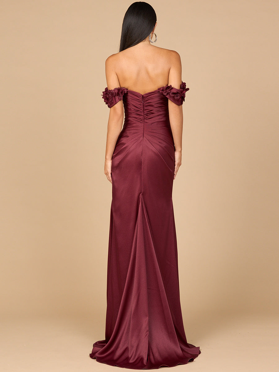 Off Shoulder Crepe Gown by Lara New York