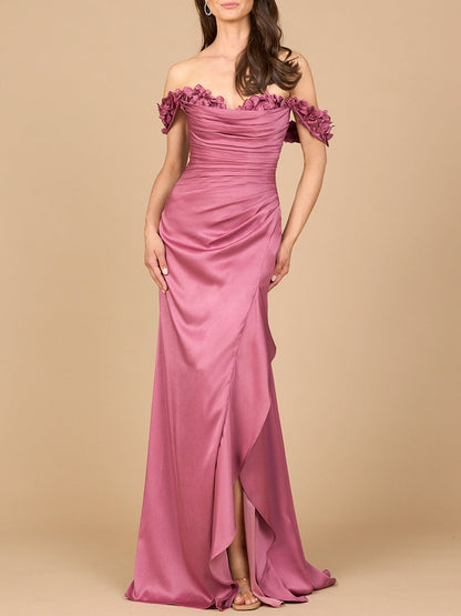 Off Shoulder Crepe Gown by Lara New York