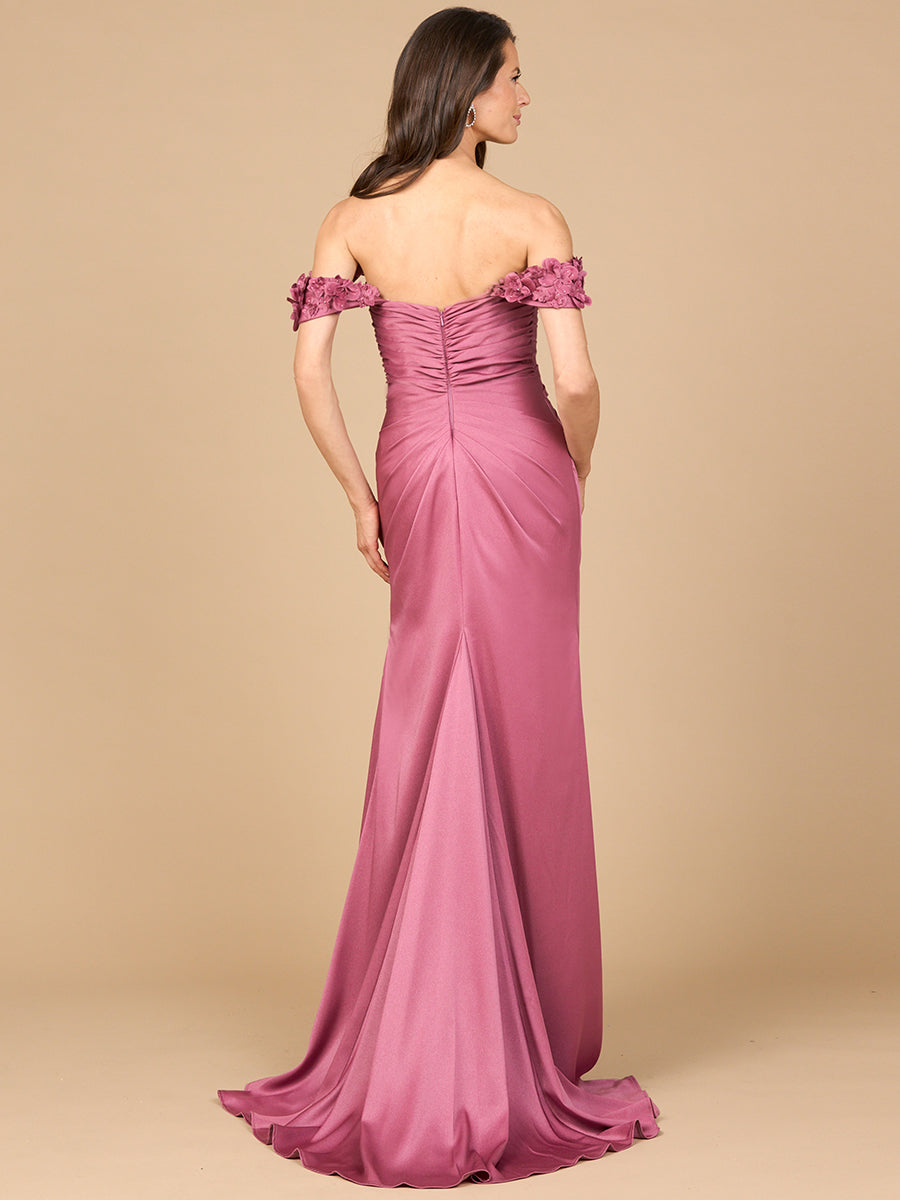 Off Shoulder Crepe Gown by Lara New York