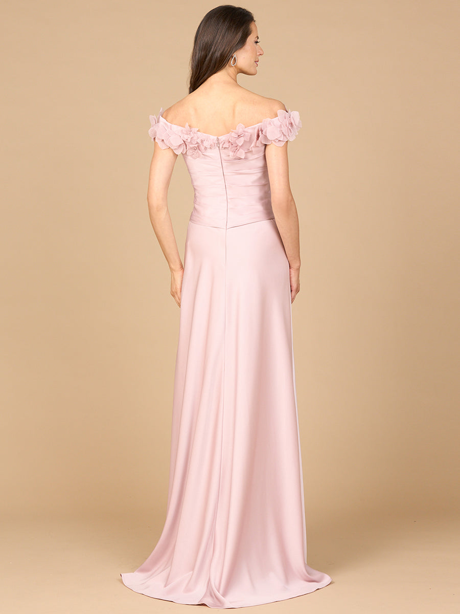 Off Shoulder Satin Gown by Lara New York