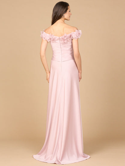 Off Shoulder Satin Gown by Lara New York