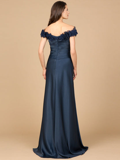 Off Shoulder Satin Gown by Lara New York