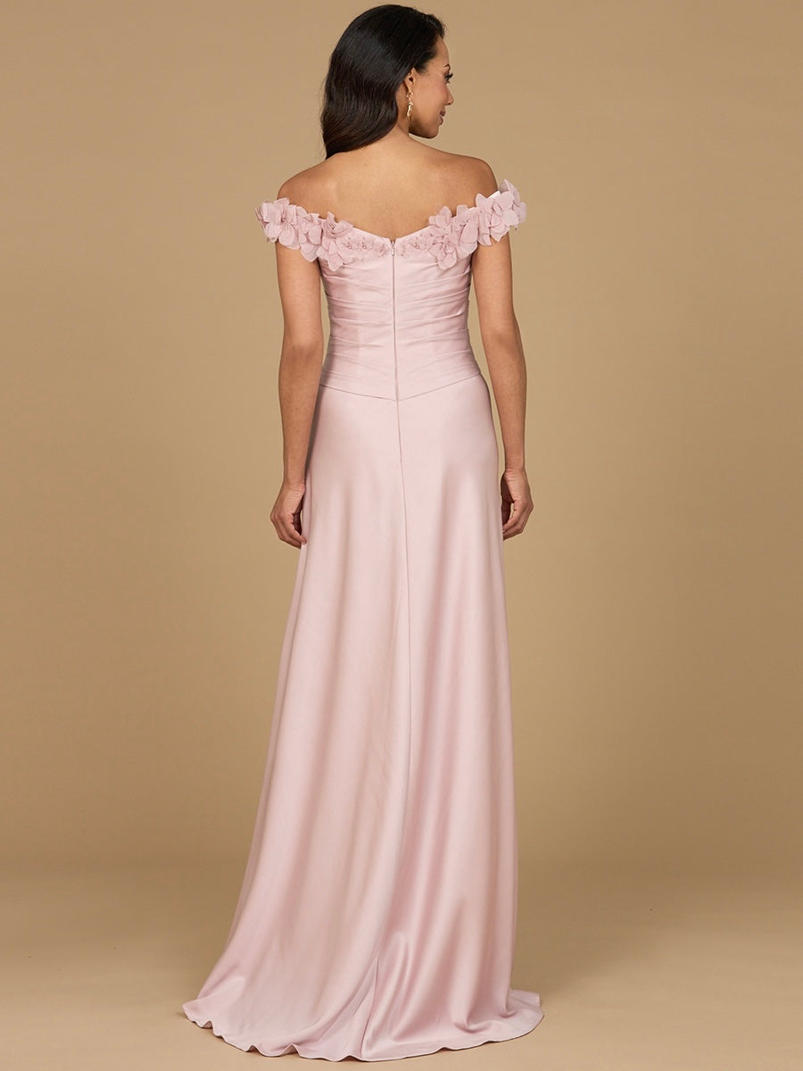 Off Shoulder Satin Gown by Lara New York