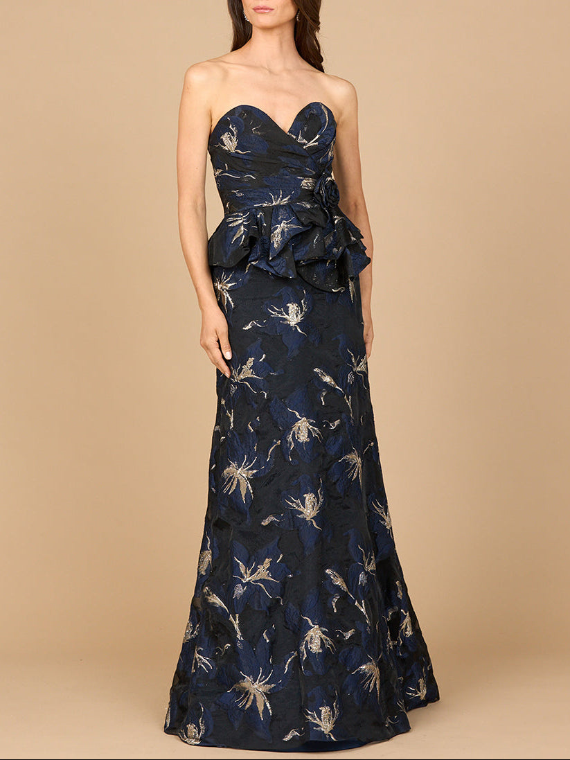 Strapless Brocade Gown with Bolero by Lara New York
