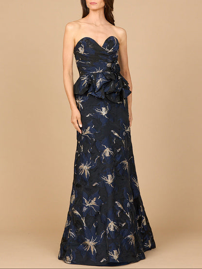 Strapless Brocade Gown with Bolero by Lara New York