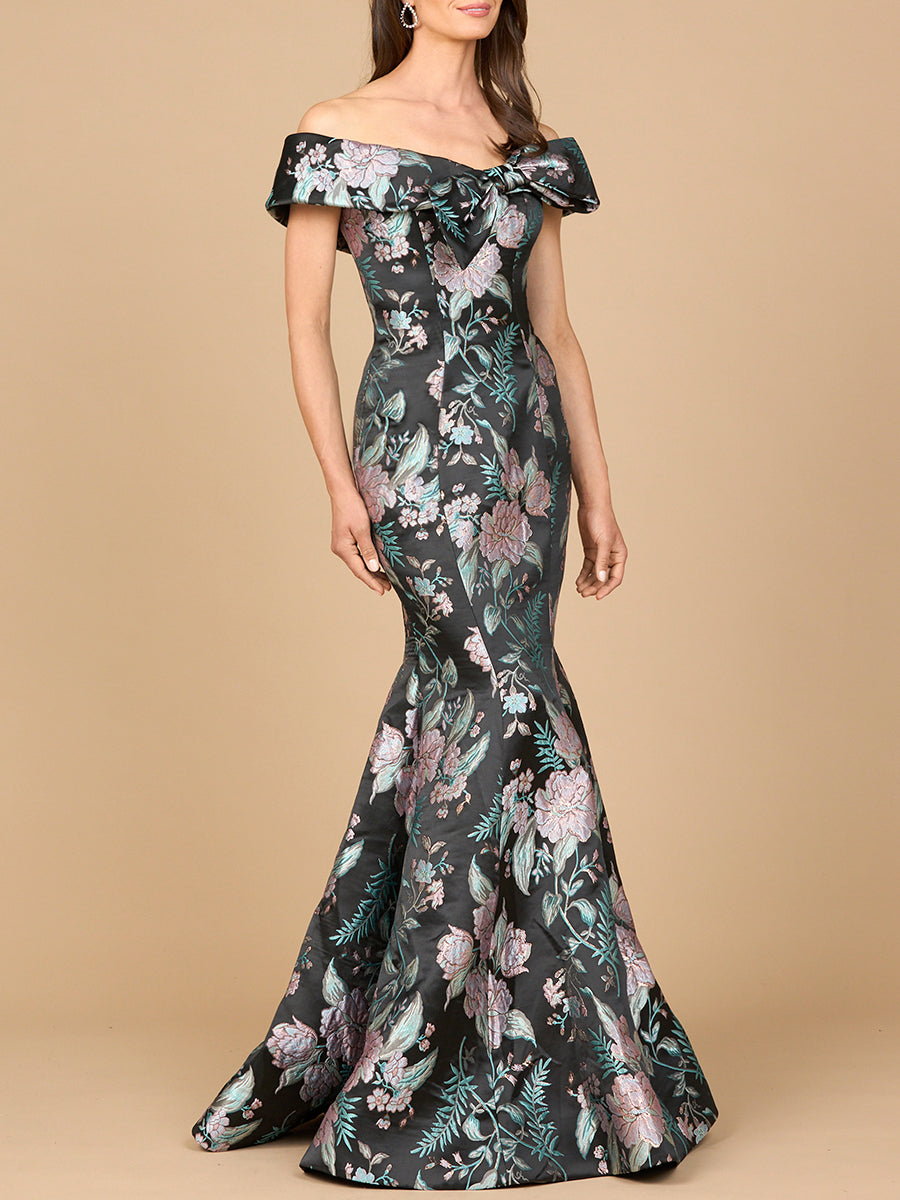 Fitted, Mermaid Brocade Gown by Lara New York