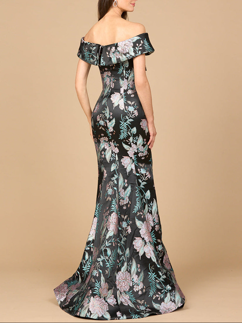 Fitted, Mermaid Brocade Gown by Lara New York