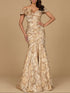 Off Shoulder Brocade Mermaid Gown by Lara New York