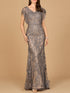 Cap Sleeve Mermaid V-neck Gown by Lara New York