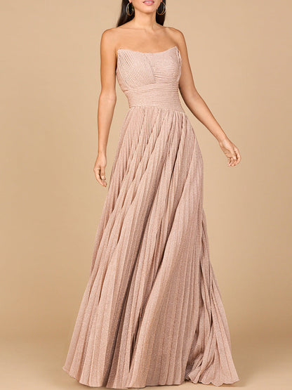 Flowing Pleated, Strapless Dress by Lara New York