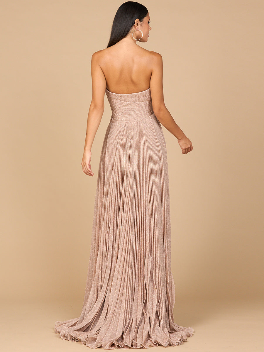 Flowing Pleated, Strapless Dress by Lara New York