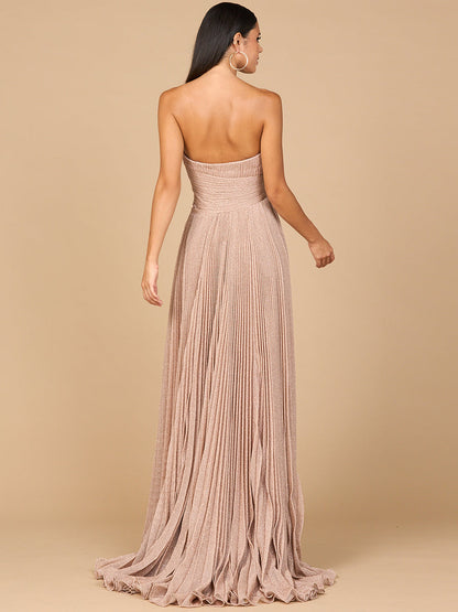 Flowing Pleated, Strapless Dress by Lara New York