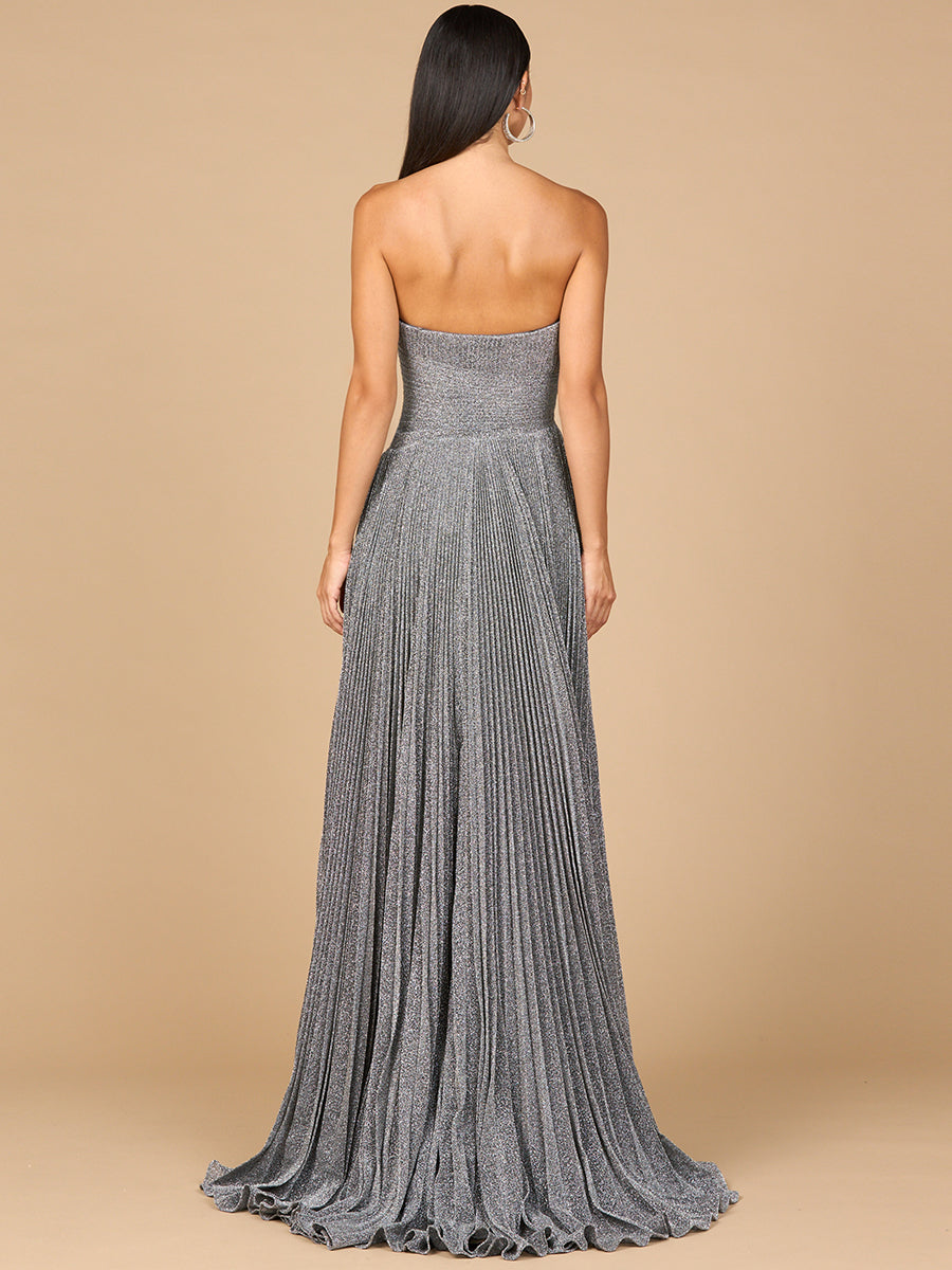 Flowing Pleated, Strapless Dress by Lara New York