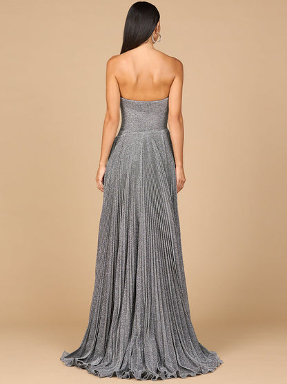 Flowing Pleated, Strapless Dress by Lara New York