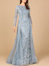 Long Sleeve Gown with Overskirt & High Neck by Lara New York
