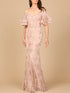 Off Shoulder Mermaid Gown with Tiered Sleeves by Lara New York
