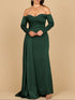 Lara 28936 - Off Shoulder Satin Dress with Beaded Details by Lara New York