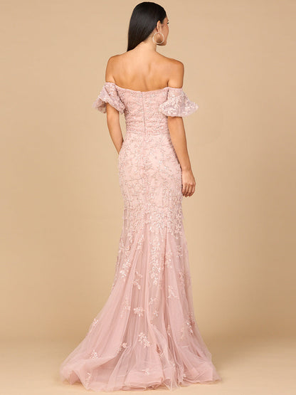 Lace, Off Shoulder Mermaid Gown by Lara New York