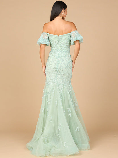 Lace, Off Shoulder Mermaid Gown by Lara New York