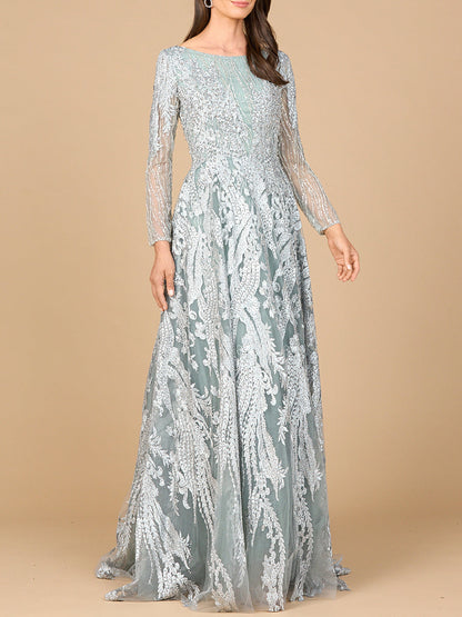 Long Sleeve, Modest Beaded Gown | 28939 by Lara New York