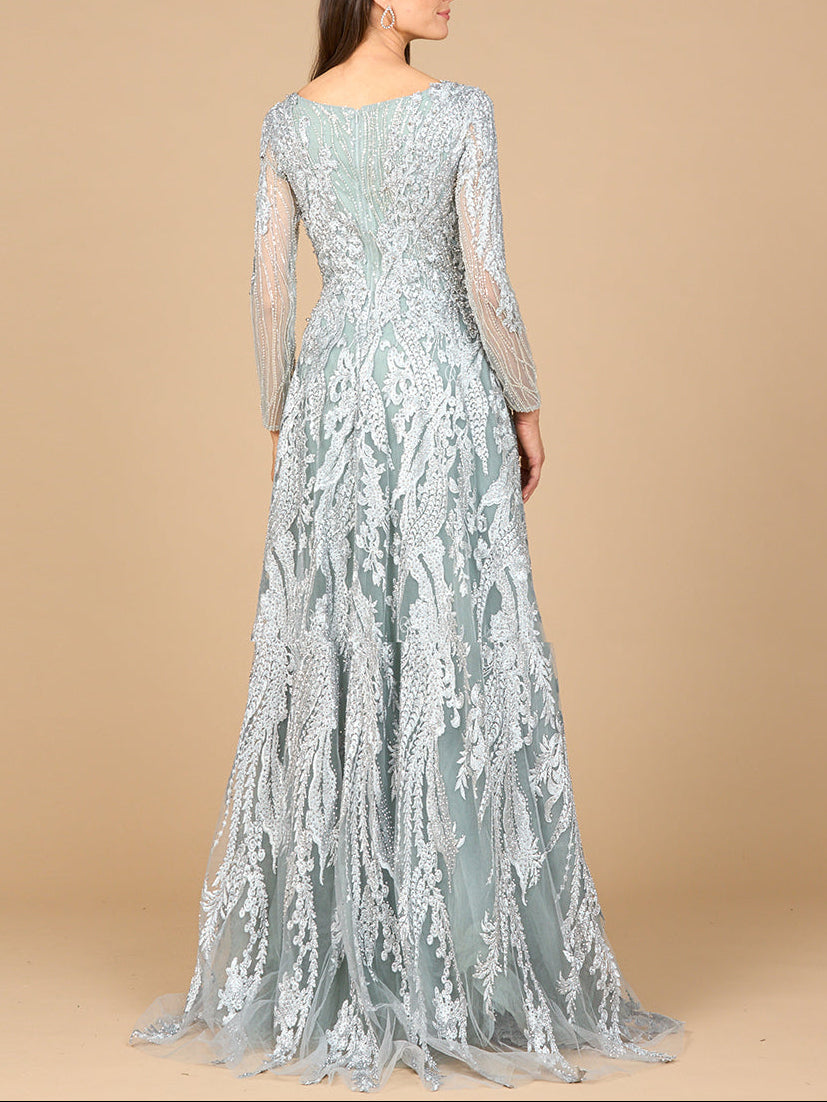 Long Sleeve, Modest Beaded Gown | 28939 by Lara New York